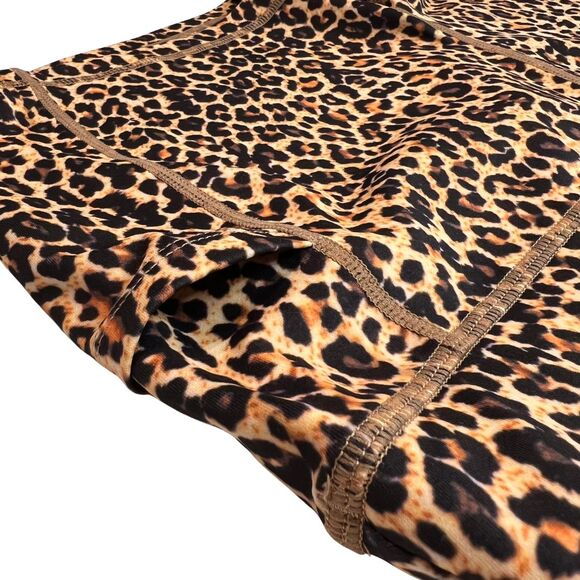 Ray Rose Biker Shorts Women Large Leopard Print Athleisure Stretch Media Pockets - Picture 9 of 10